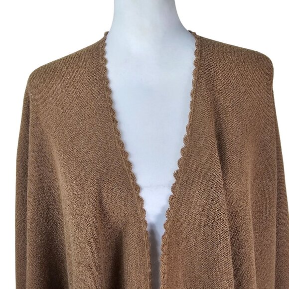 Alpaca International Baby Alpaca Poncho Wrap Cape OS Camel Tassel Quiet Luxury - Picture 4 of 7